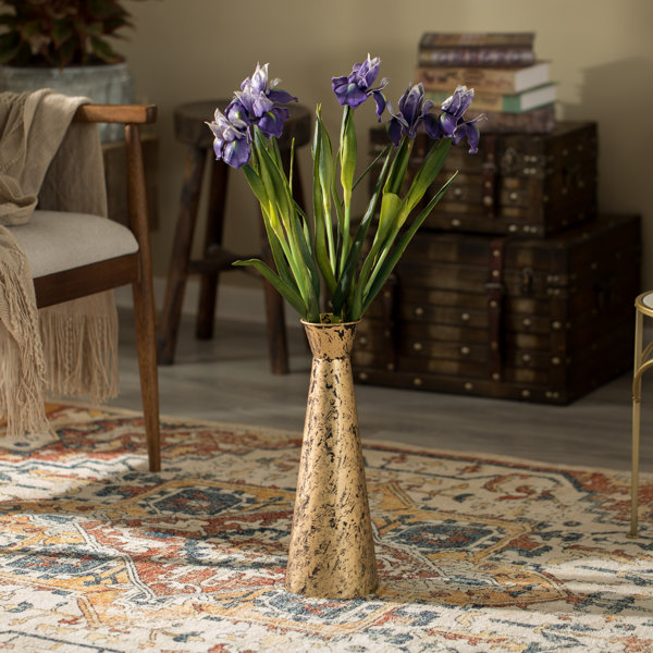 Everly Quinn Brushed Paint Unique Straight Vase Design Metal Decorative